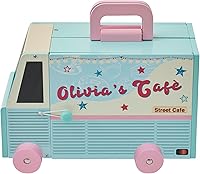Vista 7 de Olivia's Little World Casa de muñecas de camión de comida de madera + accesorios para muñecas de 3.5", multicolor