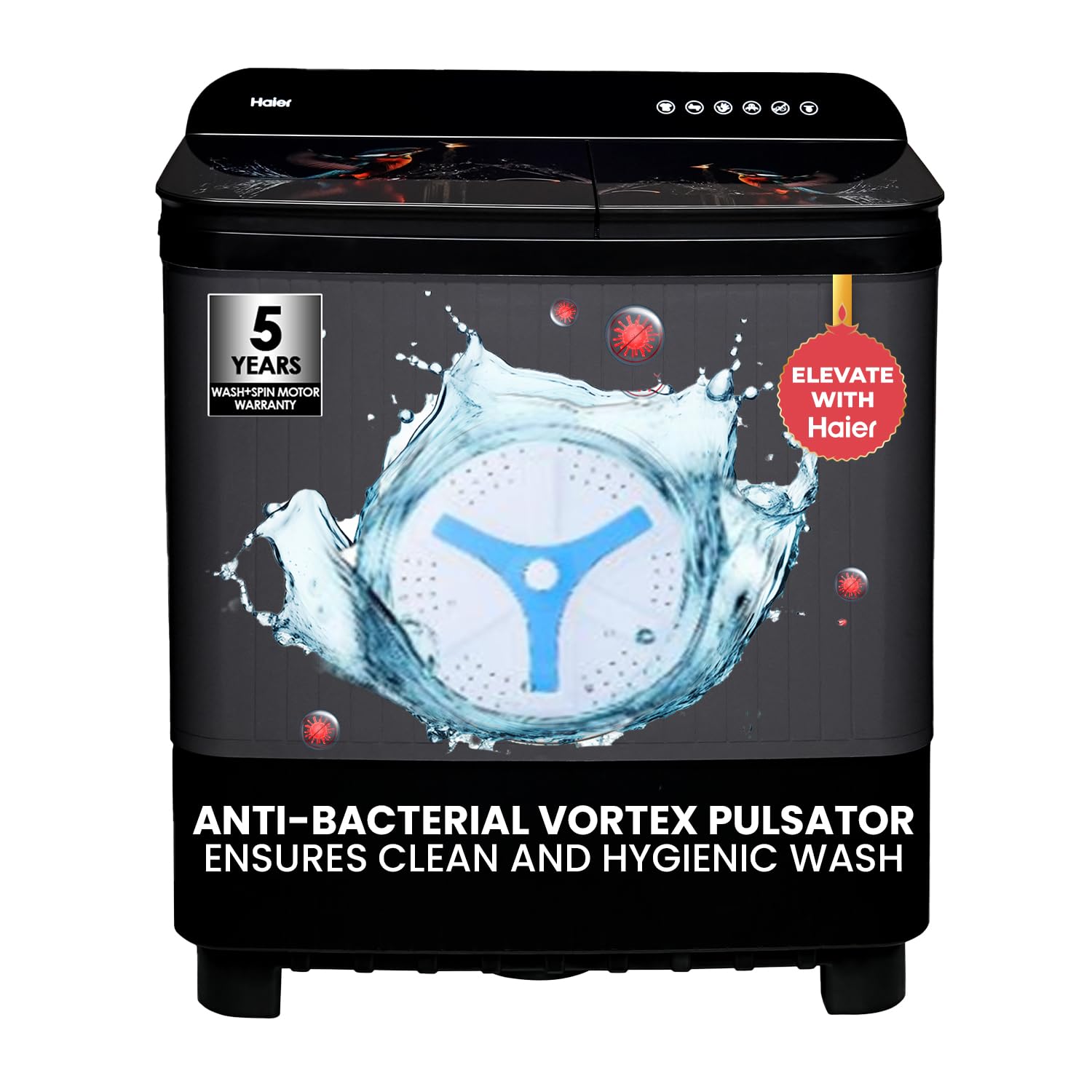 Haier 9kg Semi-Automatic Washing Machine - Black -1