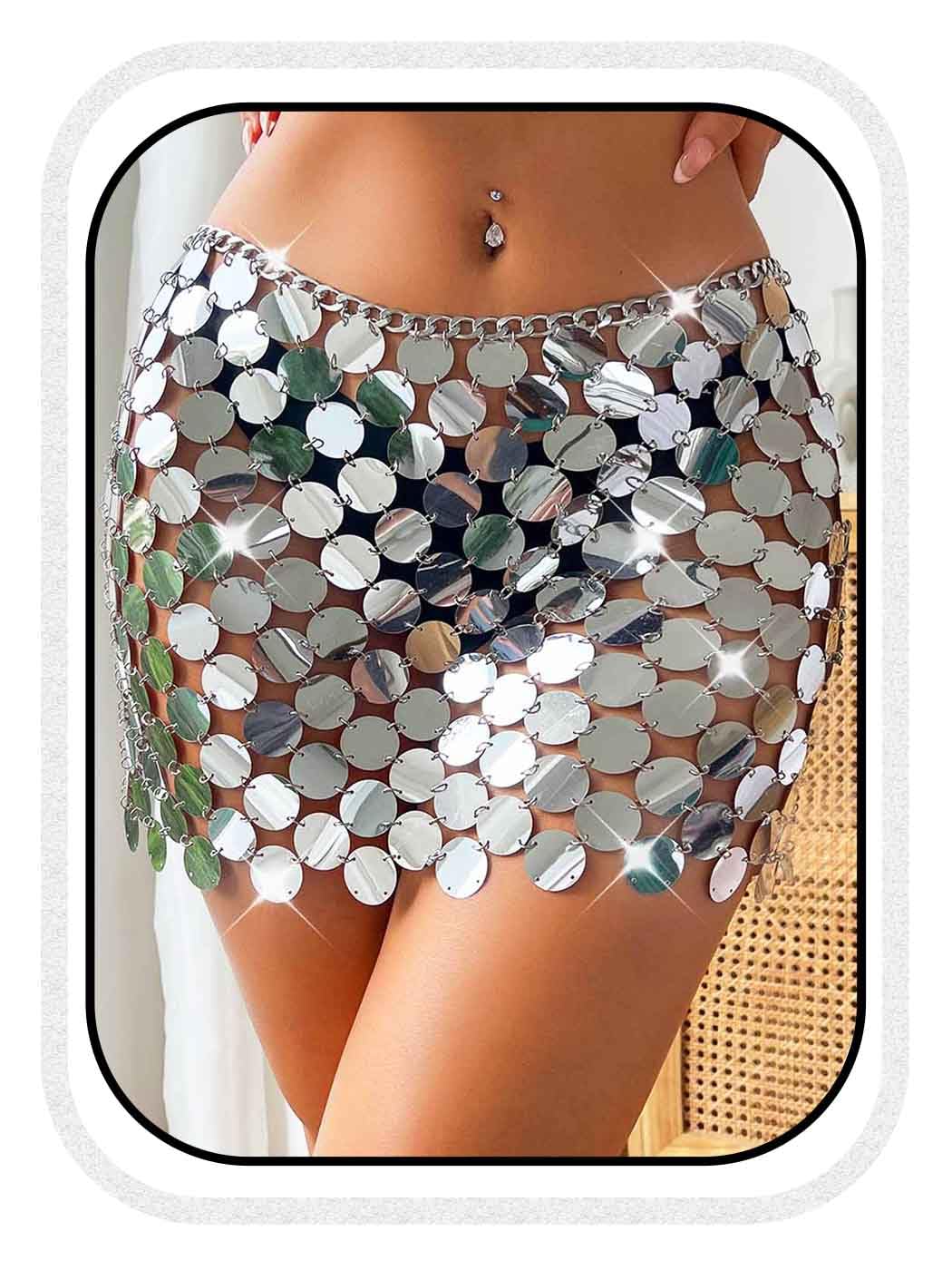 Minigonna con paillettes a pois argentati scintillante gonne in maglia di maglia gonna con paillettes per le donne