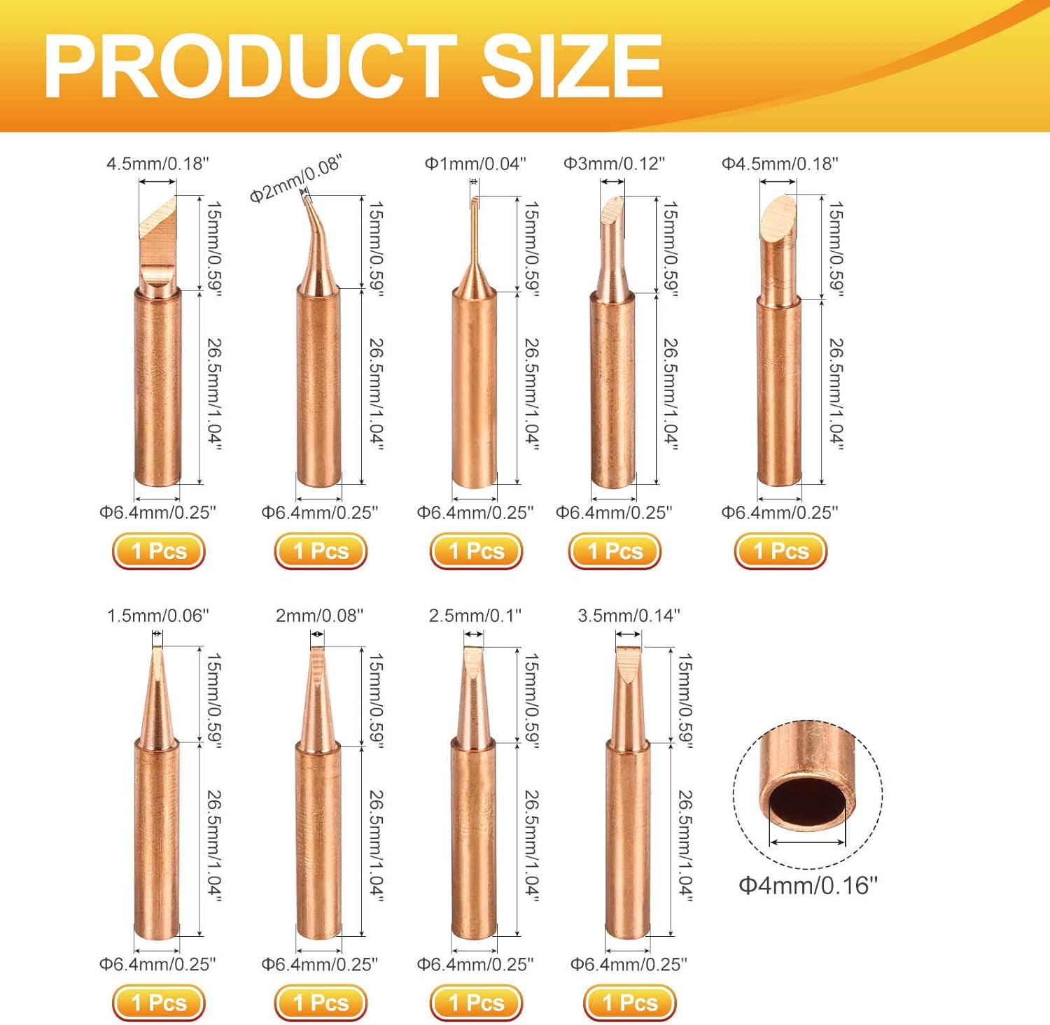 MECCANIXITY 1 Set 900M Soldering Iron Tips Copper Non-magnetic Welding Head with Cleaning Sponge Pad Replacement for Solder Station Tip (I+IS+K+1C+3C+5C+1.2D+1.6D+2.4D+3.2D)