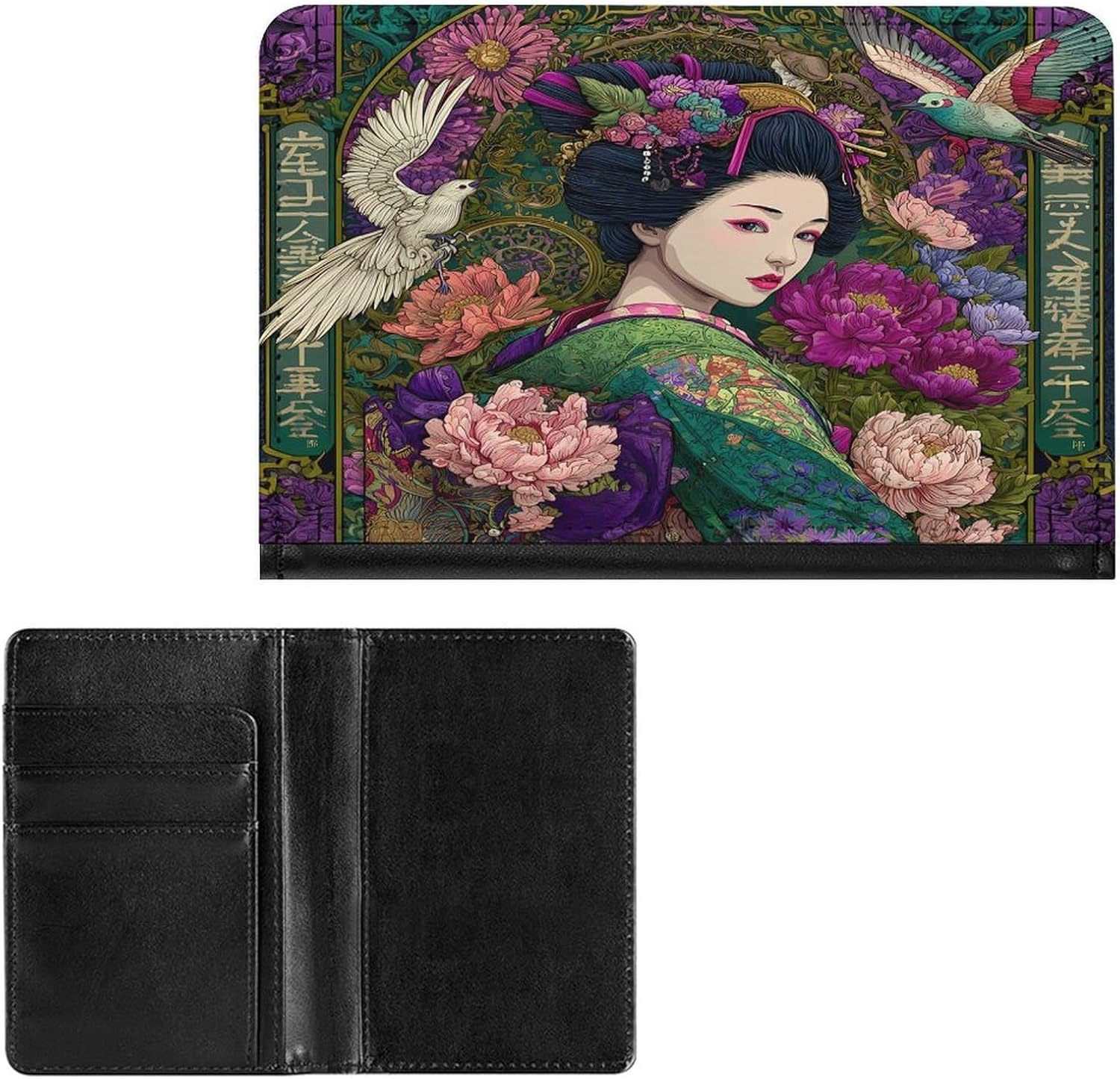 Beautiful Geisha Art Travel Passport Holder Passports Protective Cover for Women Men with Card Slots