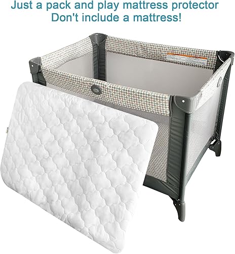 Miniatura 6 de Paquete de 2 protectores de colchón impermeables de algodón de primera calidad, agradable a la piel, se adapta a Graco Pack n Play, mini cunas