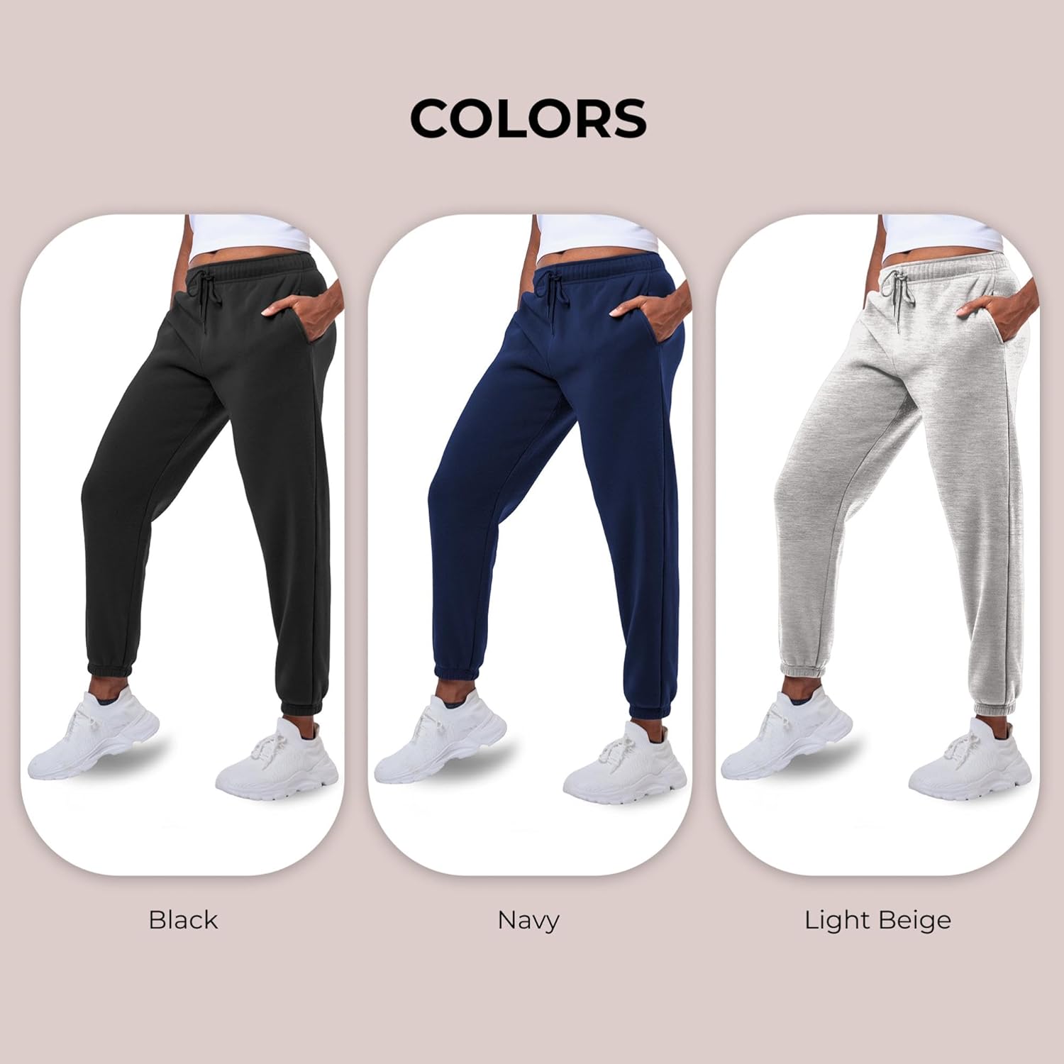 Common Stitch 3 Pack Sweatpants Women, Comfortable Womens Sweatpants, Fleece Womens Elastic Cuff Joggers (Available in Plus) - Image 3