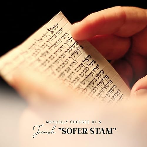 Miniatura 3 de Pergamino de mezuzá kosher de 3 pulgadas (2.8 in) fabricado en Israel, escrito a mano por un rabino judío certificado (sello Sofer), papel pergamino