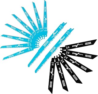 SEESII 16-Piece Reciprocating Saw Blade Set - Metal/Woodcutting Saw Blades, Pruner Saw Blades with Storage Box