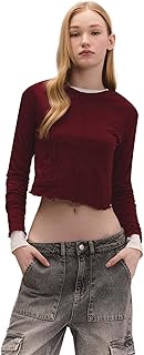 تيشرت بكم طويل محبوك من ديفاكتو قصة مناسبة للمقاس للنساء C4469AX