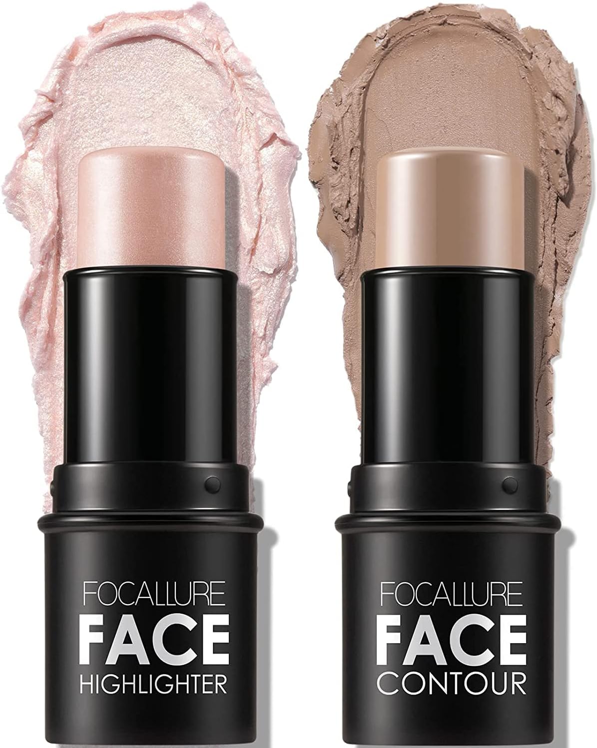 2 Pcs Mineral Cream Contour Stick,Moisturize Highlighter and Bronzer Pen,Non Stick Face Brightens & Shades Pencil,Long Lasting & Smooth Gliding Face Illuminator Makeup,Fair