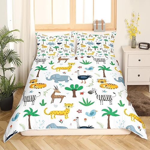 Miniatura 9 de Feelyou Funda de edredón con estampado de gatos y perros, tamaño individual, funda de edredón con estampado de gatos, juego de ropa de cama de