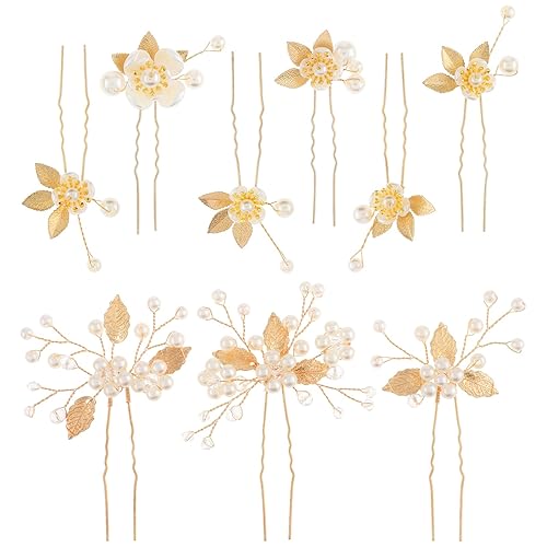 Lusofie 9 horquillas doradas para el cabello de flores para bodas, perlas, accesorios para el cabello para mujeres y niñas (oro rosa) disponible en Yaxa Venezuela