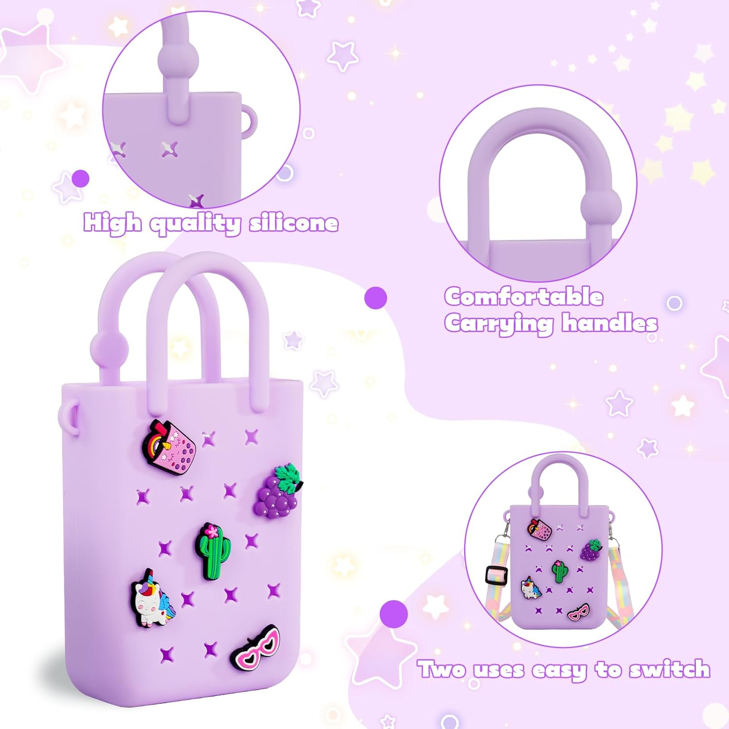 Silicone Hole Handbag Toddler Purse With Adjustable Shoulder Strap Can Be Diy Decoration, Girls Birthday Gift - Image 4