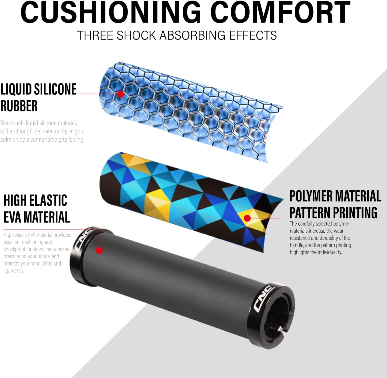 CNC Bike Handlebar Grips,MTB Silicone Grips Design, Gel Grips for Mountain Bike/BMX/Bicycle. …