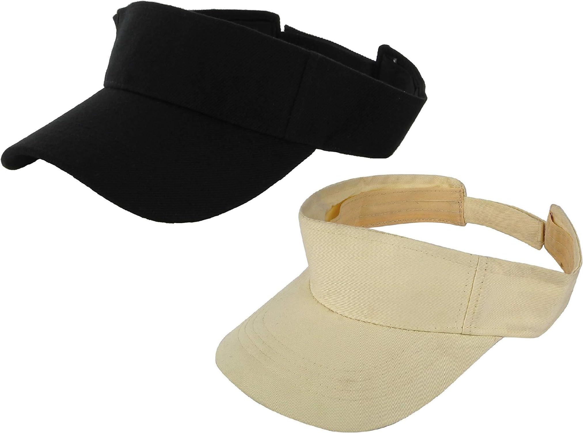 ZachariasUnisex Cotton Visors Tennis Cap Pack of 2 Black & Beige