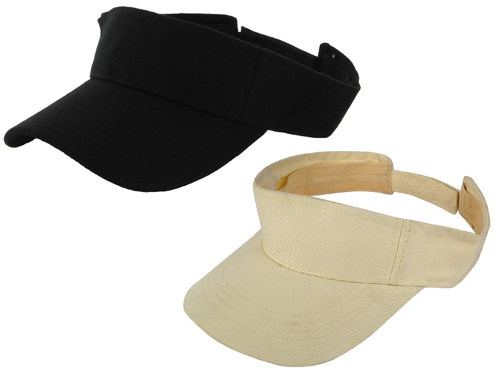 ZachariasUnisex Cotton Visors Tennis Cap Pack of 2 Black & Beige