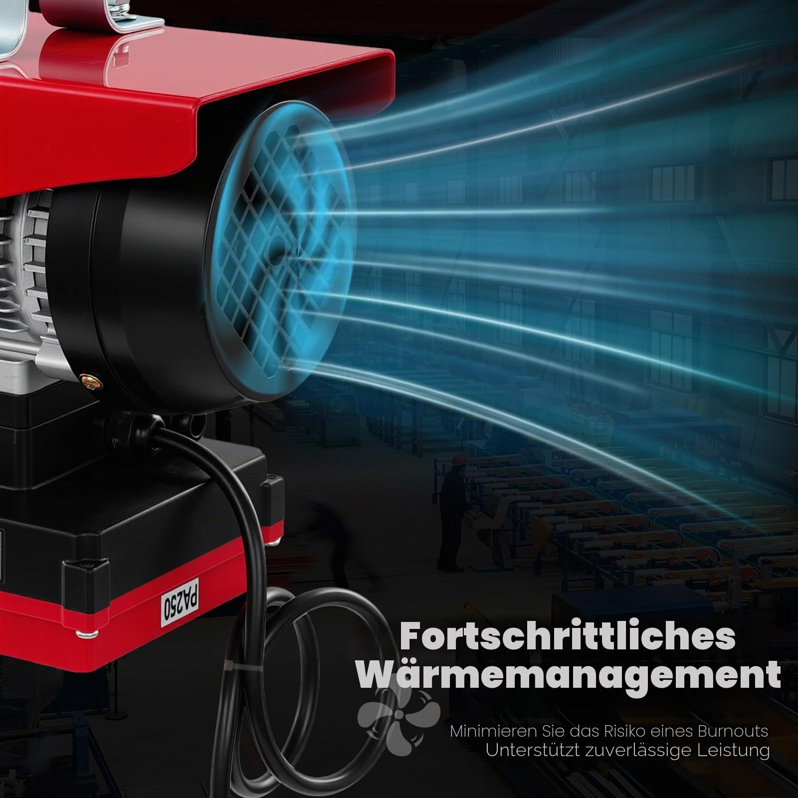 Elektrische Seilwinde 550W mit Fernbedienung -Elektrischer Kettenzug 250kg Tragkraft mit 2 Betriebsmodi (Einzel-/Doppelseil) für Bau, Lager & Industrie‌