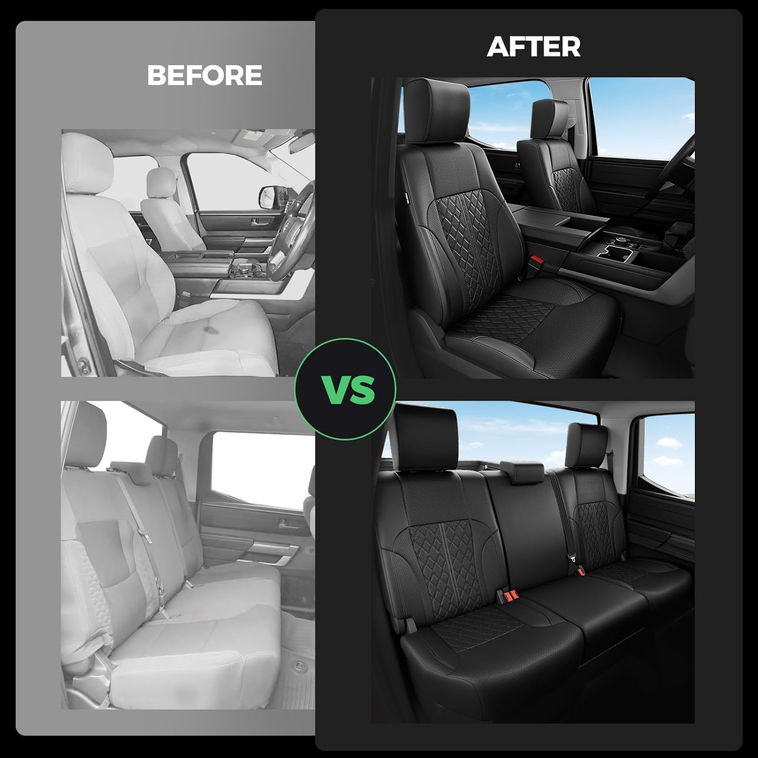 for Toyota Tundra Seat Covers Crew Max Double Cab SR SR5 2022 2023 2024 2025 2026, Waterproof Custom Fit Car Seat Cover Full Set, Black(Not Compatible with legrest)