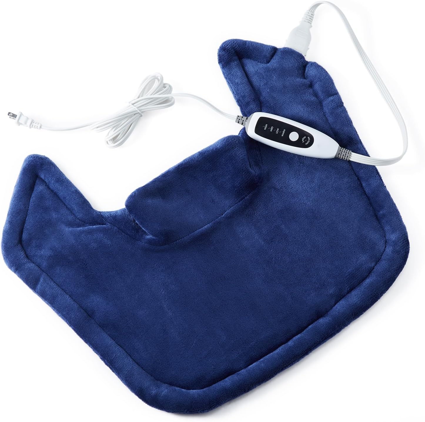 Heating Pad for Neck and Shoulders and Back, Weighted Electric Heat Pads for Pain Relief, 4 Heat Settings, Timers 2h Auto Off, Birthday Gifts for Women Men Mom Dad, Navy Blue