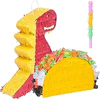Vista 8 de Juego de 2 piñatas (coche + taco) – Suministros para fiestas de niños, juego de juegos temáticos para fiestas de cumpleaños, carnaval y actividades