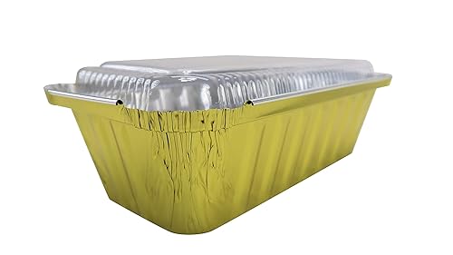 Miniatura 8 de KitchenDance - Molde desechable de aluminio con tapas de plástico, bandeja para hornear de papel de aluminio de 2 libras, sartenes de aluminio