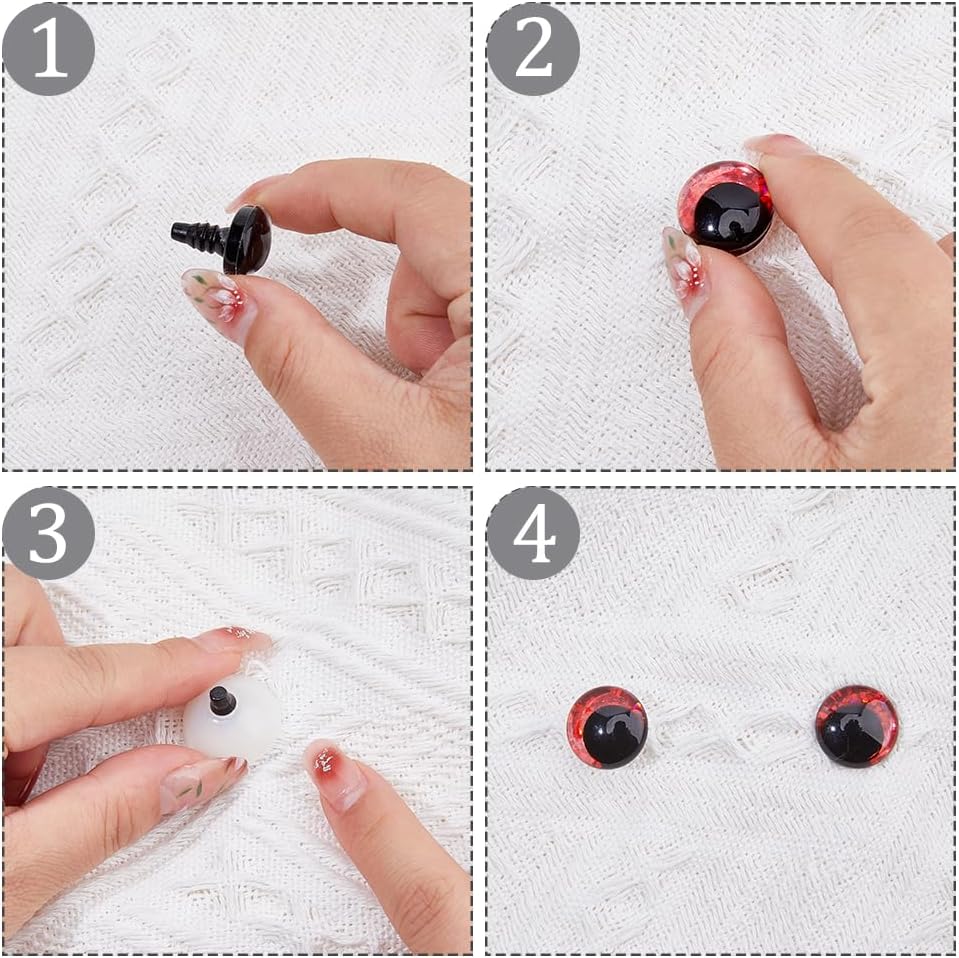SUPERFINDINGS 40 Sets 10 Colors 18mm 3D Glitter Safety Eyes Round Craft Crochet Eyes with Washers Stuffed Animal Eyes for DIY of Puppet Bear Plush Animal Christmas Decoration