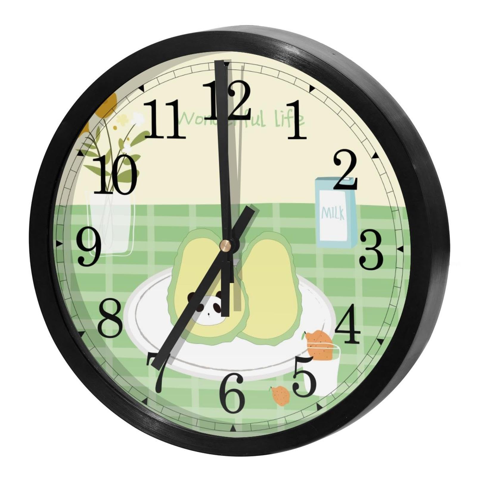 Horloge murale à quartz à piles ronde et silencieuse motif avocat