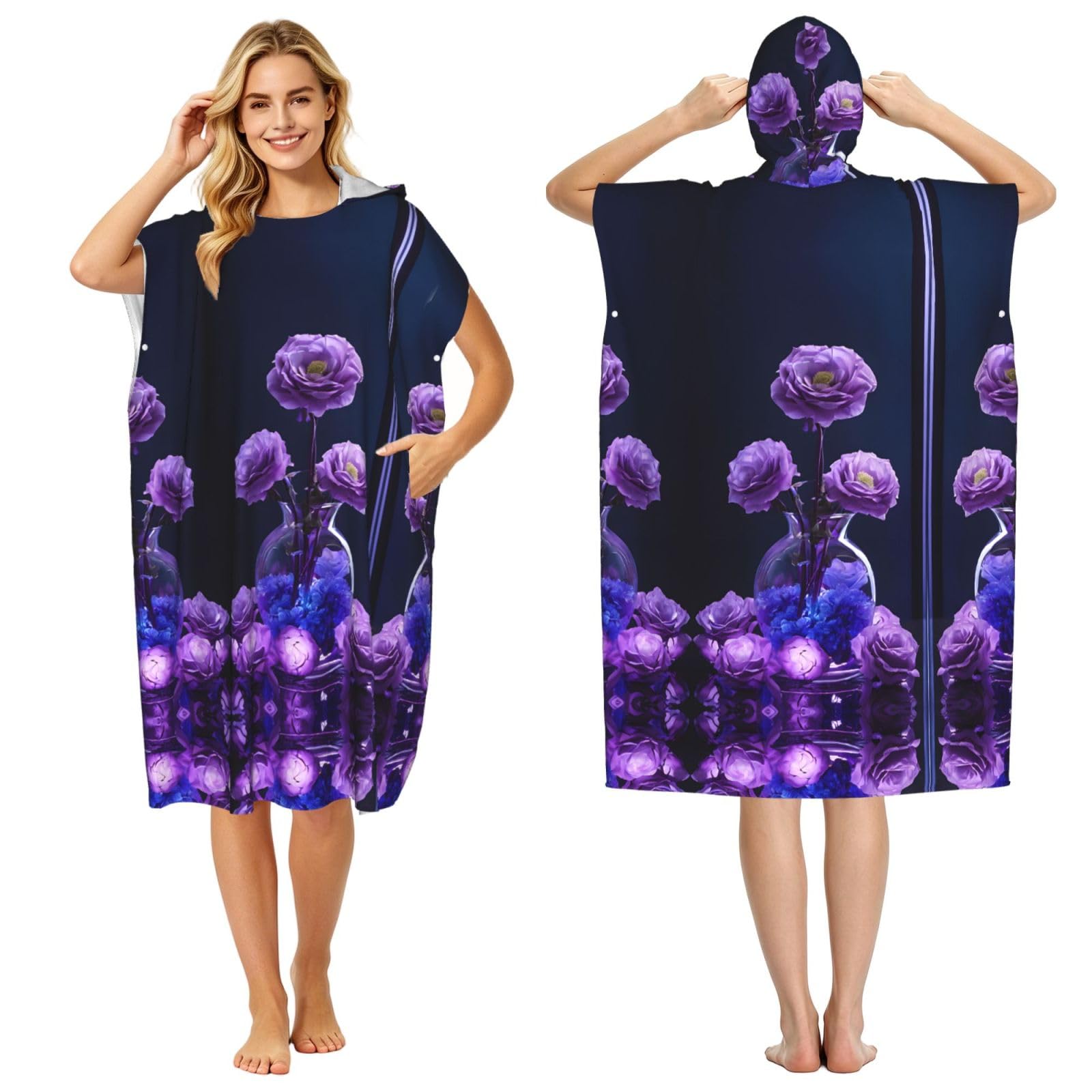 Peignoir à capuche adulte violet contre le froid après la piscine