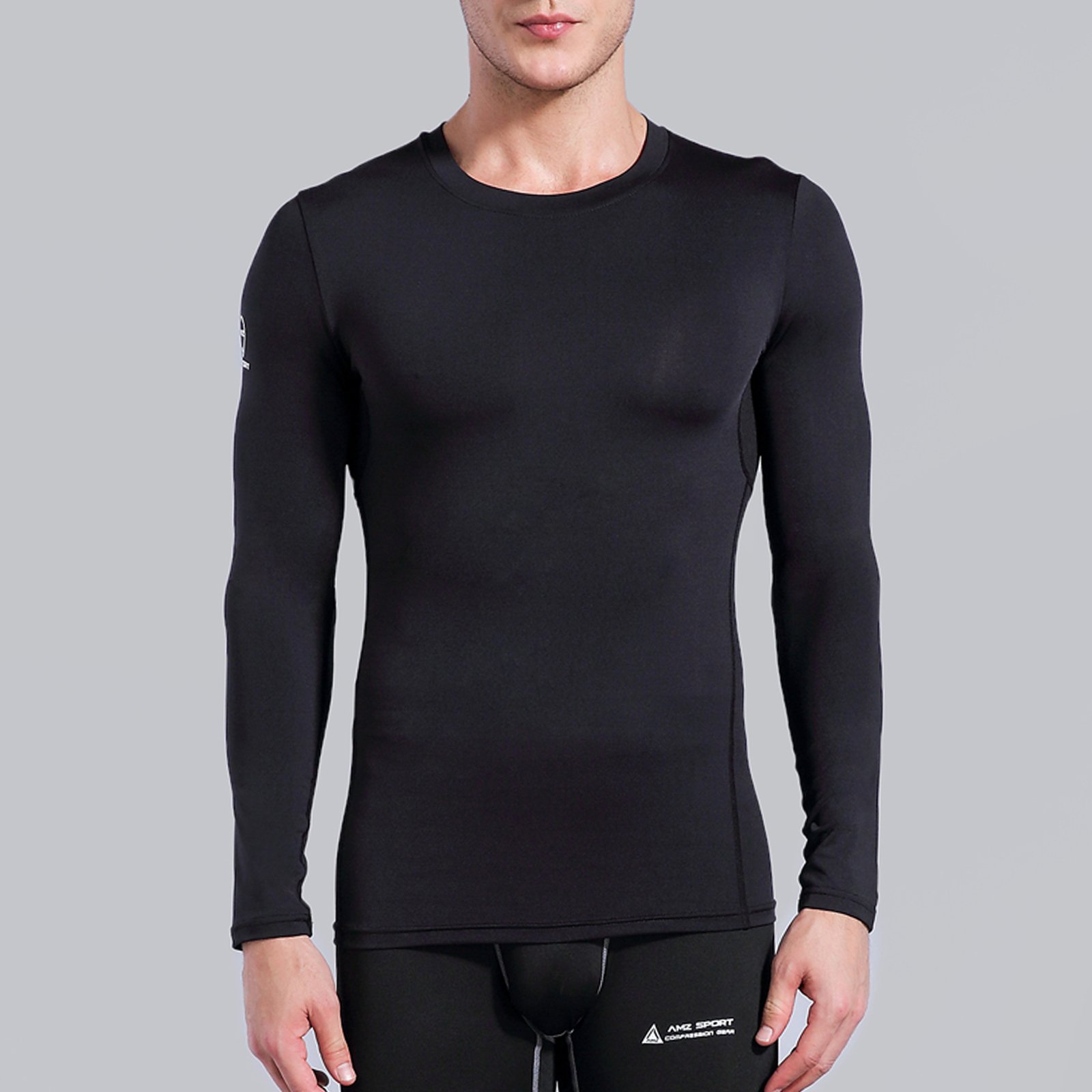 AMZSPORT Maglia Compressione Uomo Maglietta Termica Manica Lunga per Ciclismo Running