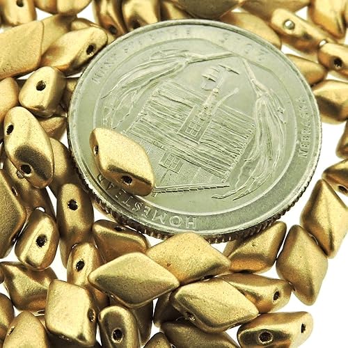 Miniatura 2 de Cuentas de cristal checo GemDuo Beads, cuentas en forma de diamante de 2 agujeros de 0.197 x 0.315 in, 0.35 oz, oro pálido de cristal, Vidrio