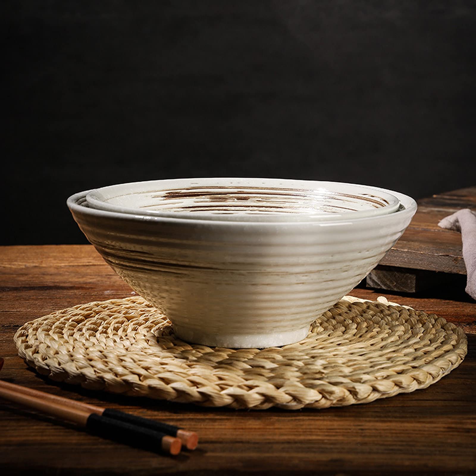 Miska Ramenu, garnitur makaronowy 2 pary dużych misek na zupę do ramenu, japońska kreatywność Możliwość układania w stosy okrągłe porcelanowe makarony zbożowe do serwowania salaterki Miska do gotowani