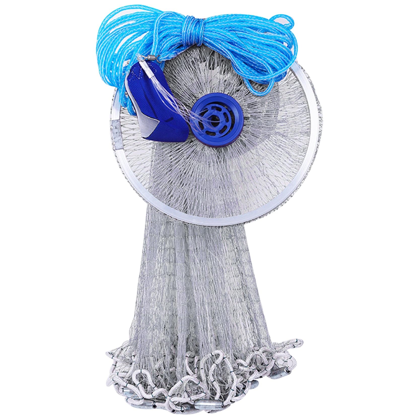 Cast Net, 8ft Hand Throw Fishing Net with Weights Nylon Professional Casting with Aluminum Ring Fishing Cast for Freshwater and Saltwater Bait Fish