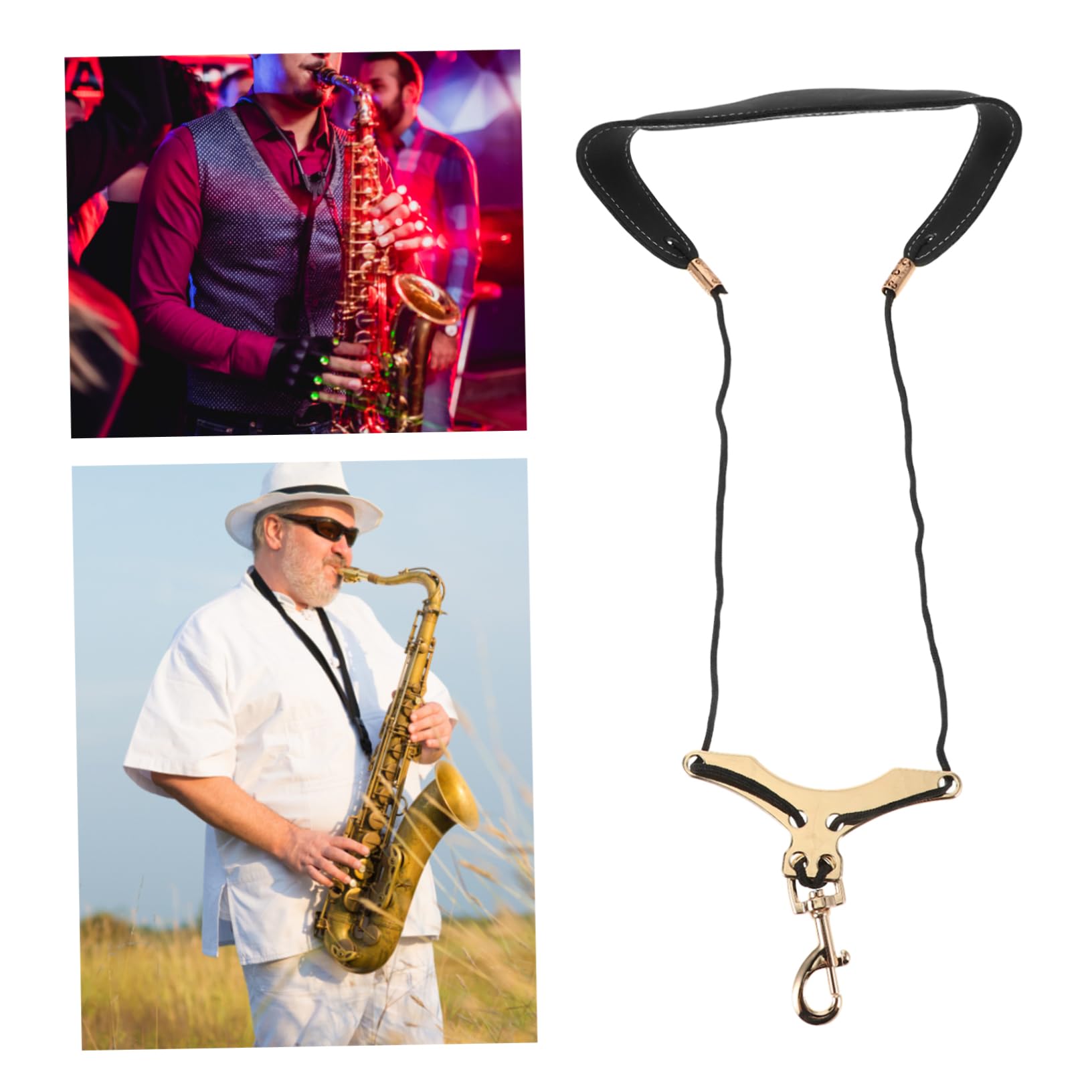 SUPVOX Sax Music Accessories Clarinet Harness with Soft Neck Sling Leather Saxophone Strap for Comfortable Play