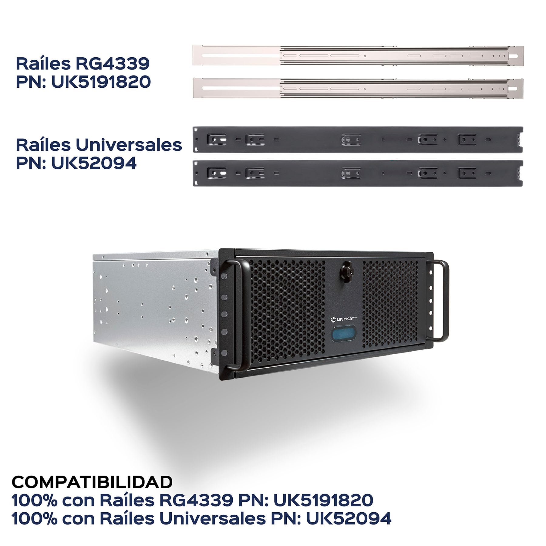 UNYKAch UK4339 19" obudowa stelażowa 4U ATX, kompatybilna z chłodnicami płynnymi 360 mm (uchwyt w zestawie), zamek błyskawiczny, 1 USB 3.0 i 1 USB typu C oraz 2 wentylatory 80 mm | Kompatybilny z chłodzeniem cieczy 360 mm, dołączonym uchwytem, 1 USB 3.0 i