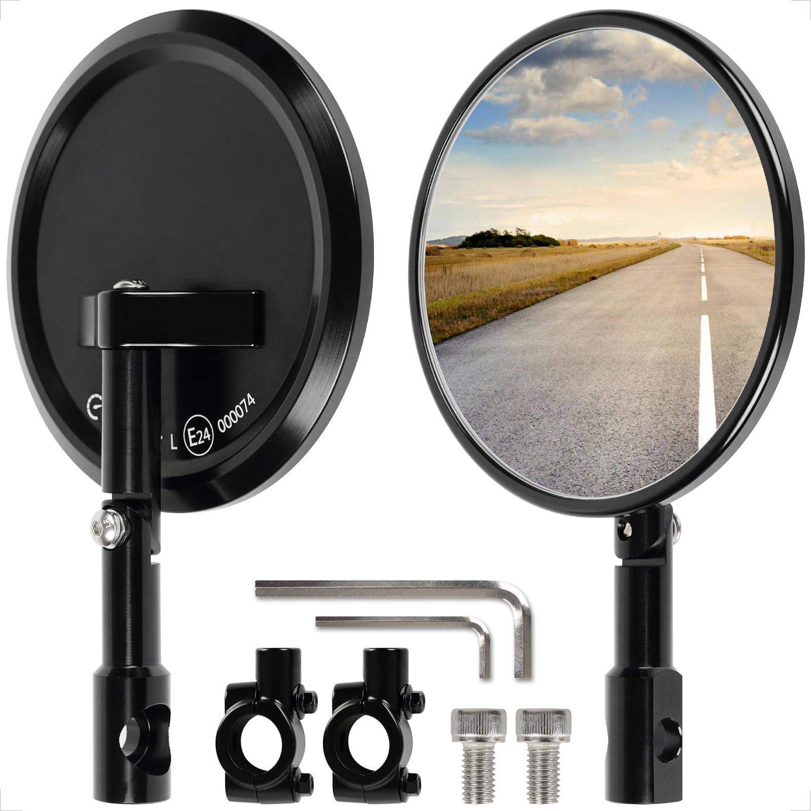 CNC Motorrad Spiegel - 2 Stück, Rund, 360° Drehbar, Für 22/25,4 Mm Lenker