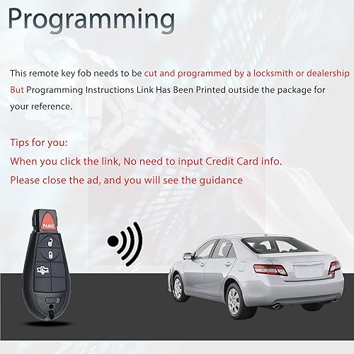 Miniatura 4 de Llavero de entrada sin llave compatible con Dodge RAM 1500 2500 3500 2013 2014 2015 2016 2017 2018 2019 2020 2021 Control remoto suspensión