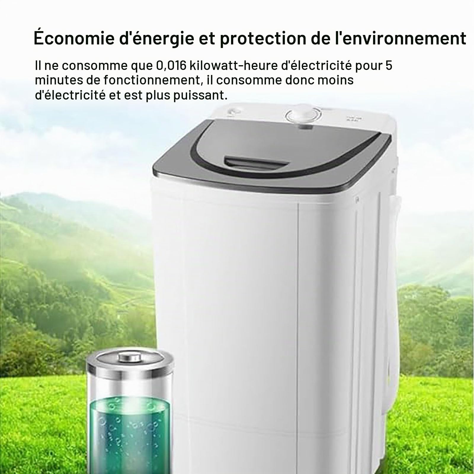 Sèche-Linge À Drainage par Gravité (10 Kg), 2800 TR/Min + Lumière Bleue 360°, Économie D'énergie - 5 Min : 0,016 KWh, Cylindre Intérieur en Acier Inoxydable + Conception De Bouton,A