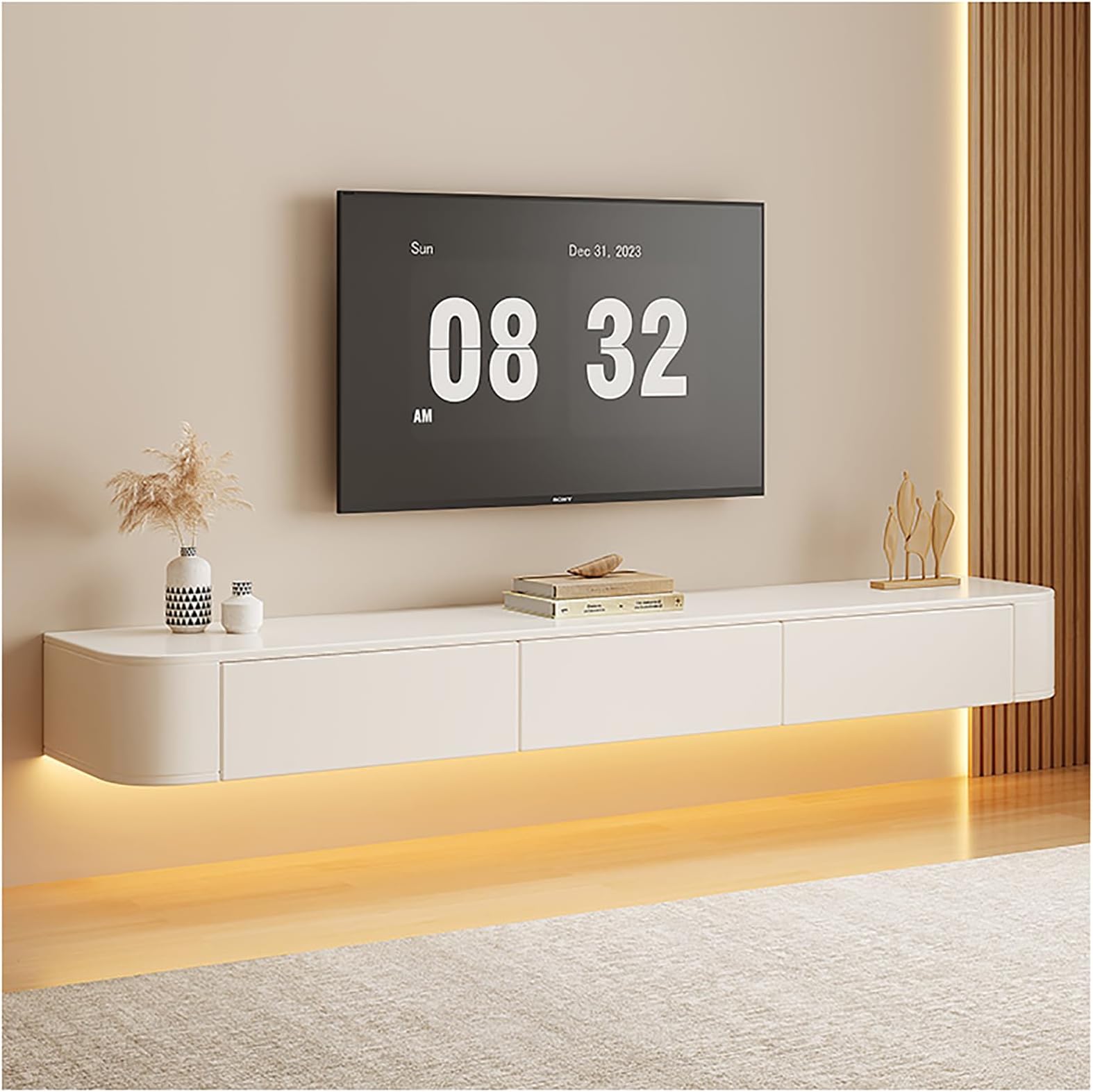 200CM Floating TV Stand, Wall Mounted TV Cabinet with Storage, Media Console Entertainment Center, Modern Floating TV Unit, Living Room TV Furniture