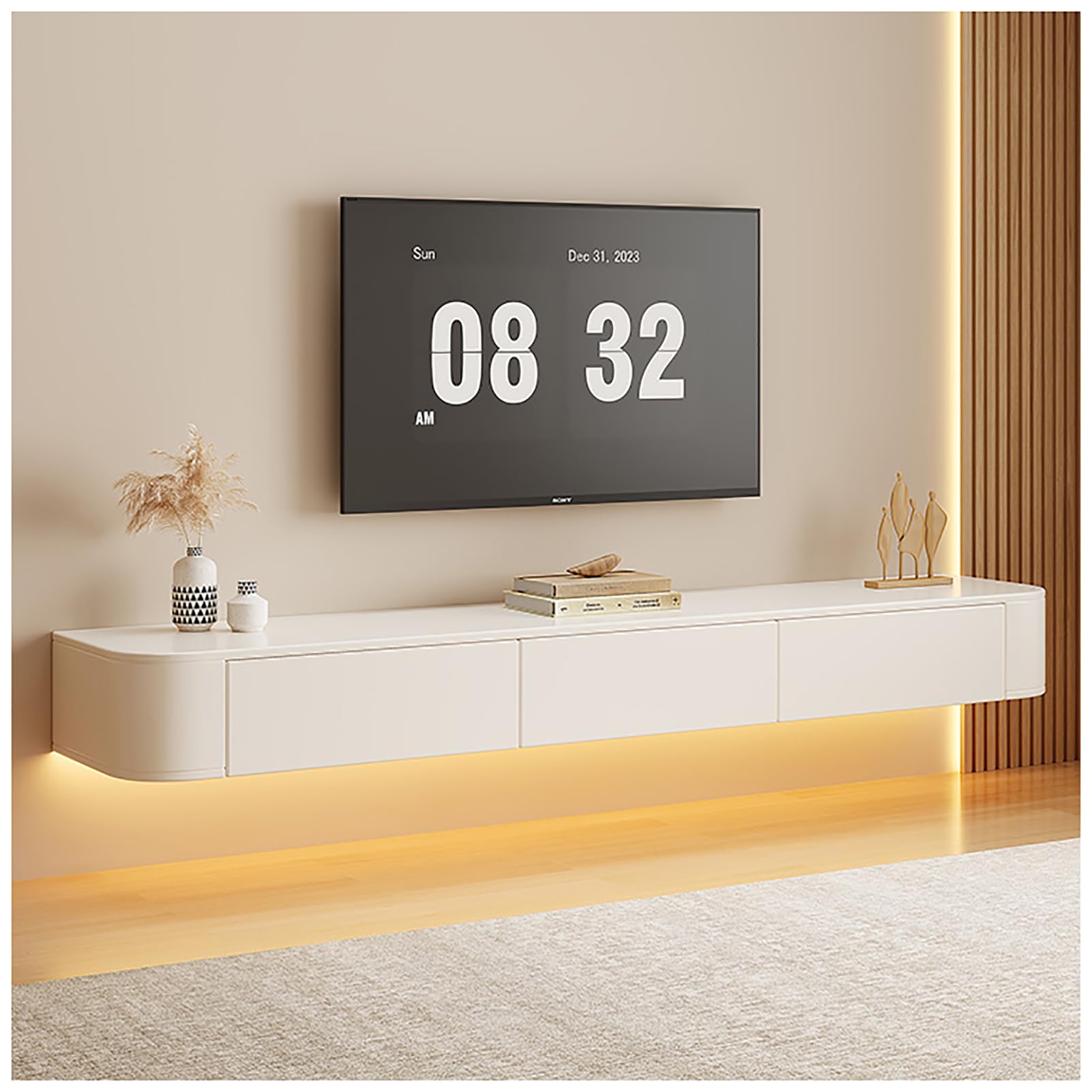 200CM Floating TV Stand, Wall Mounted TV Cabinet with Storage, Media Console Entertainment Center, Modern Floating TV Unit, Living Room TV Furniture