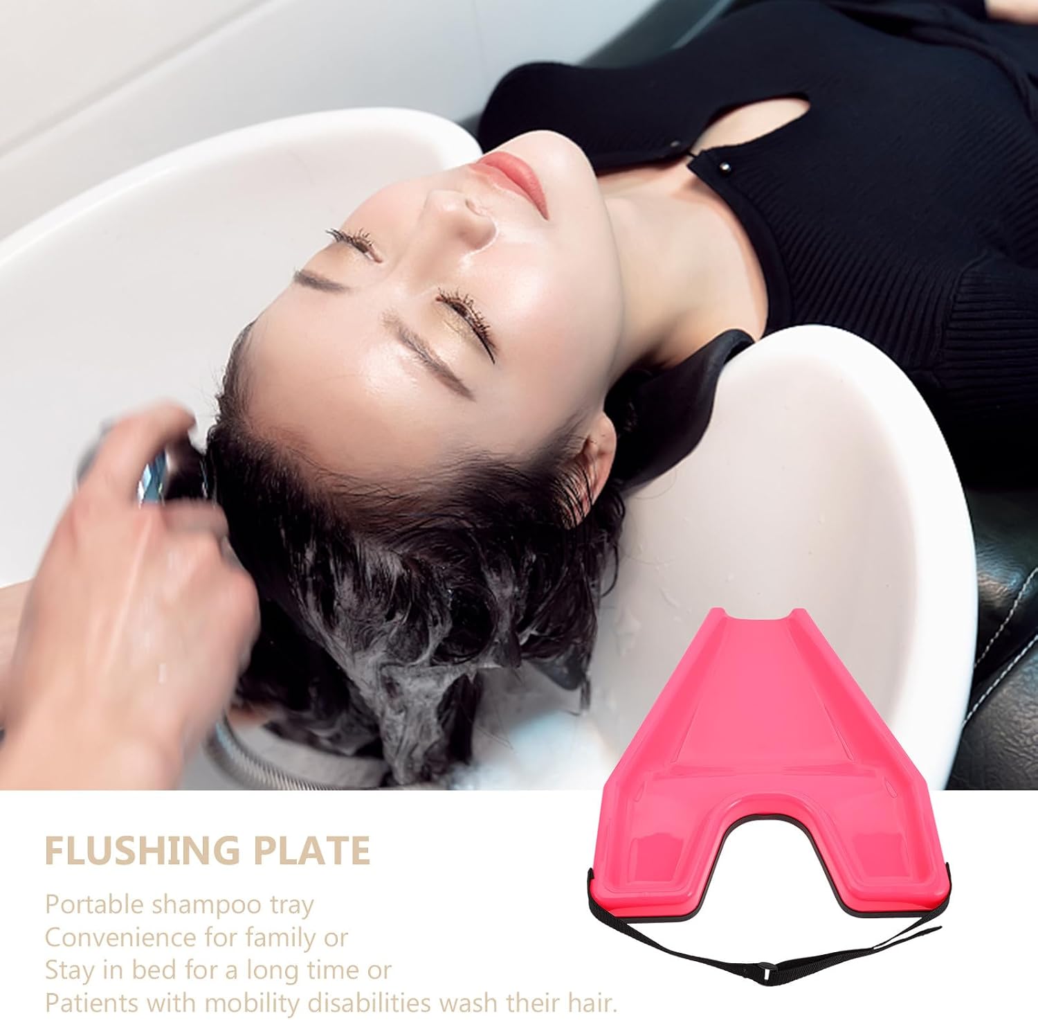 Portable Plastic Hair Washing Tray with Neck Rest, Sitting Shampoo Basin for Home and Salon Use, Lightweight and Easy to Clean Hair Washing Plastic Tray for Elderly and Disabled