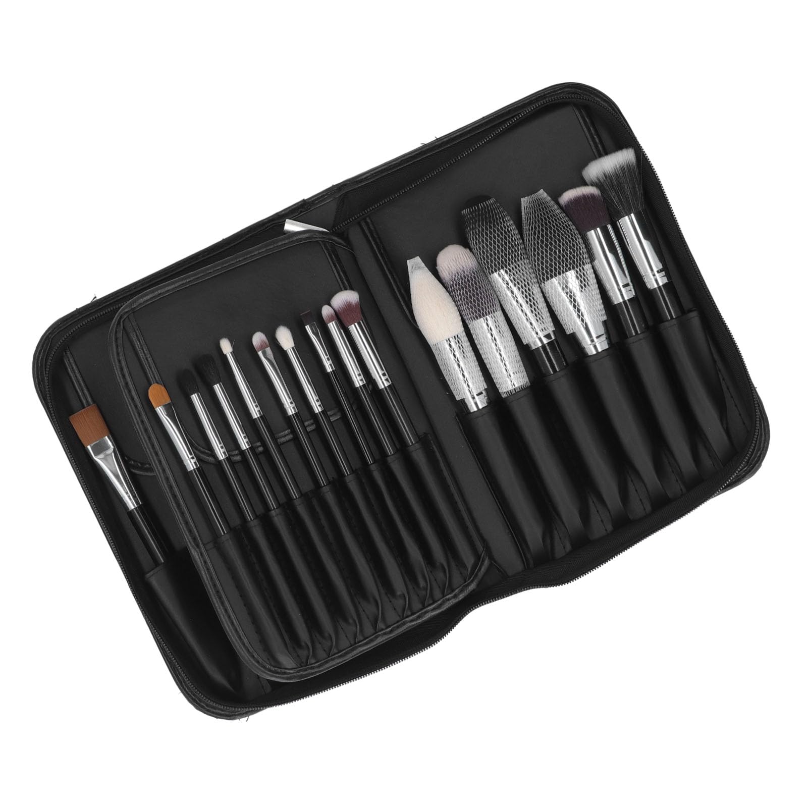 FILFEEL Set di Pennelli per Trucco in Pelo di Capra 29 Pezzi con Manico in Legno e Puntali in Alluminio, Pennelli Cosmetici Professionali in Custodia con Cerniera per il Viaggio
