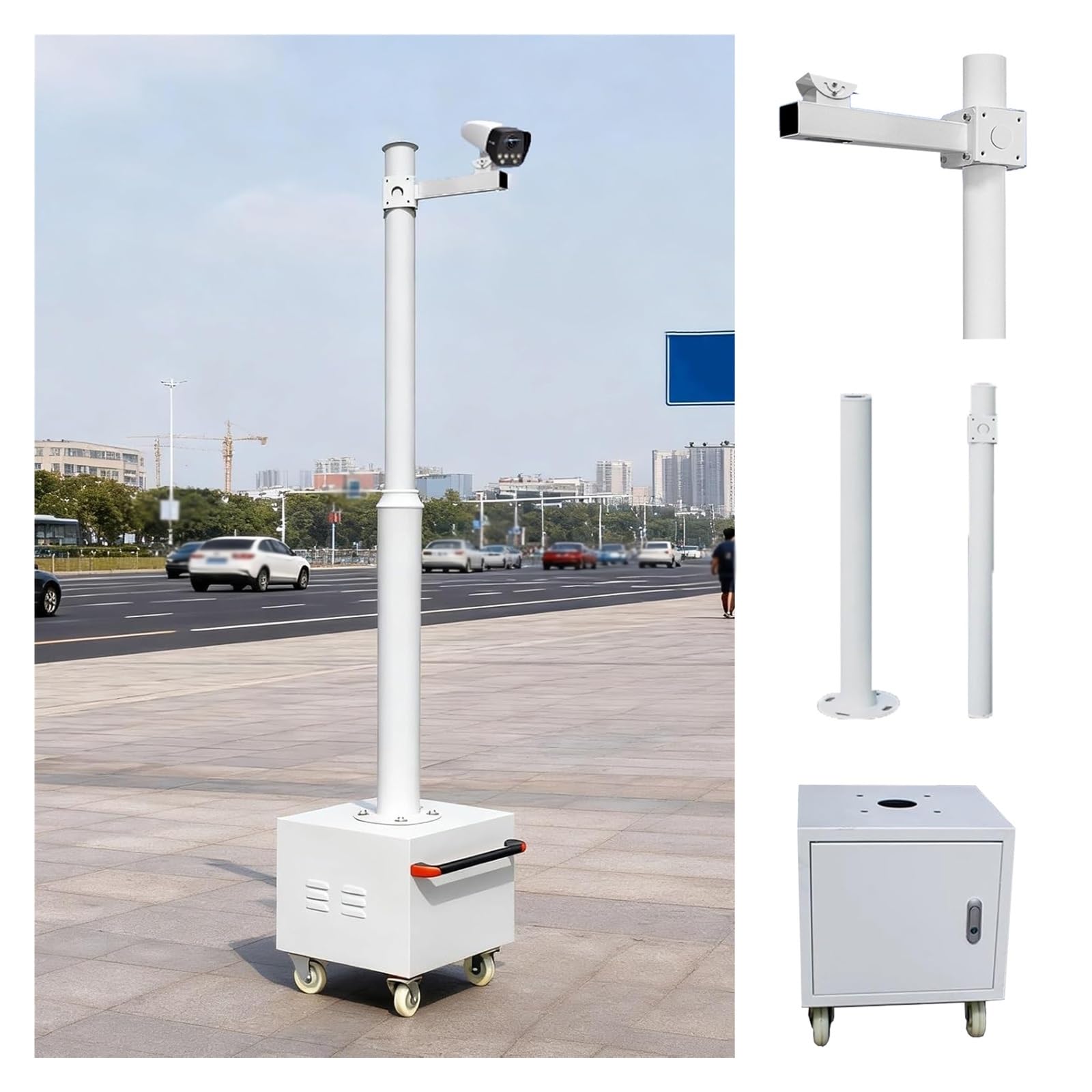 Support universel pour caméra de sécurité avec roulettes, support mobile pour caméras de surveillance, réutilisable et assemblé pour une installation flexible
