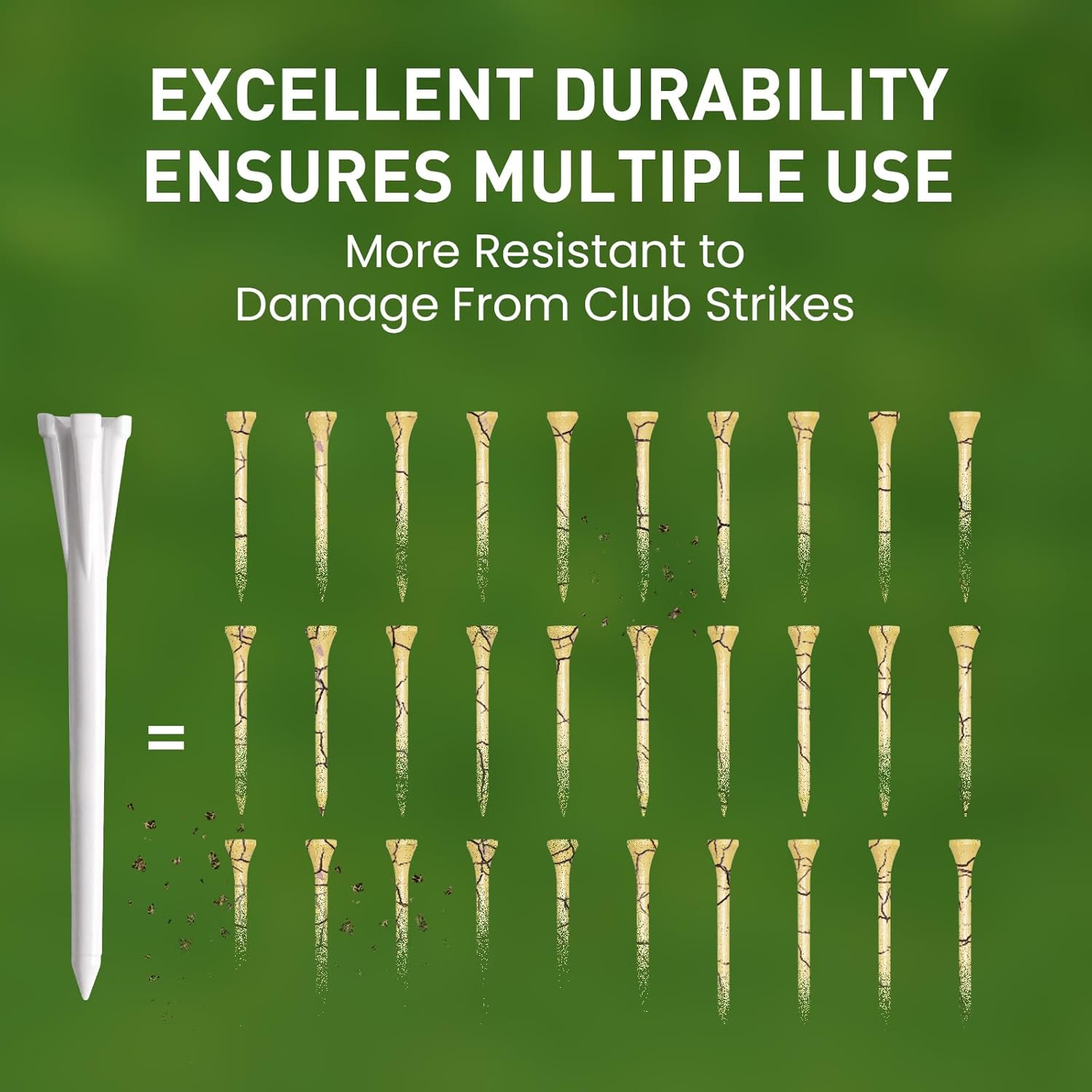 FINGER TEN Golf Tees Plastic Unbreakable Easy to Find Bulk Value 200/500/1000 Count, 2 3/4 3 1/4 Inch Stable Tee Driving Range Reduce Friction, Green Red White USA Flag Practice
