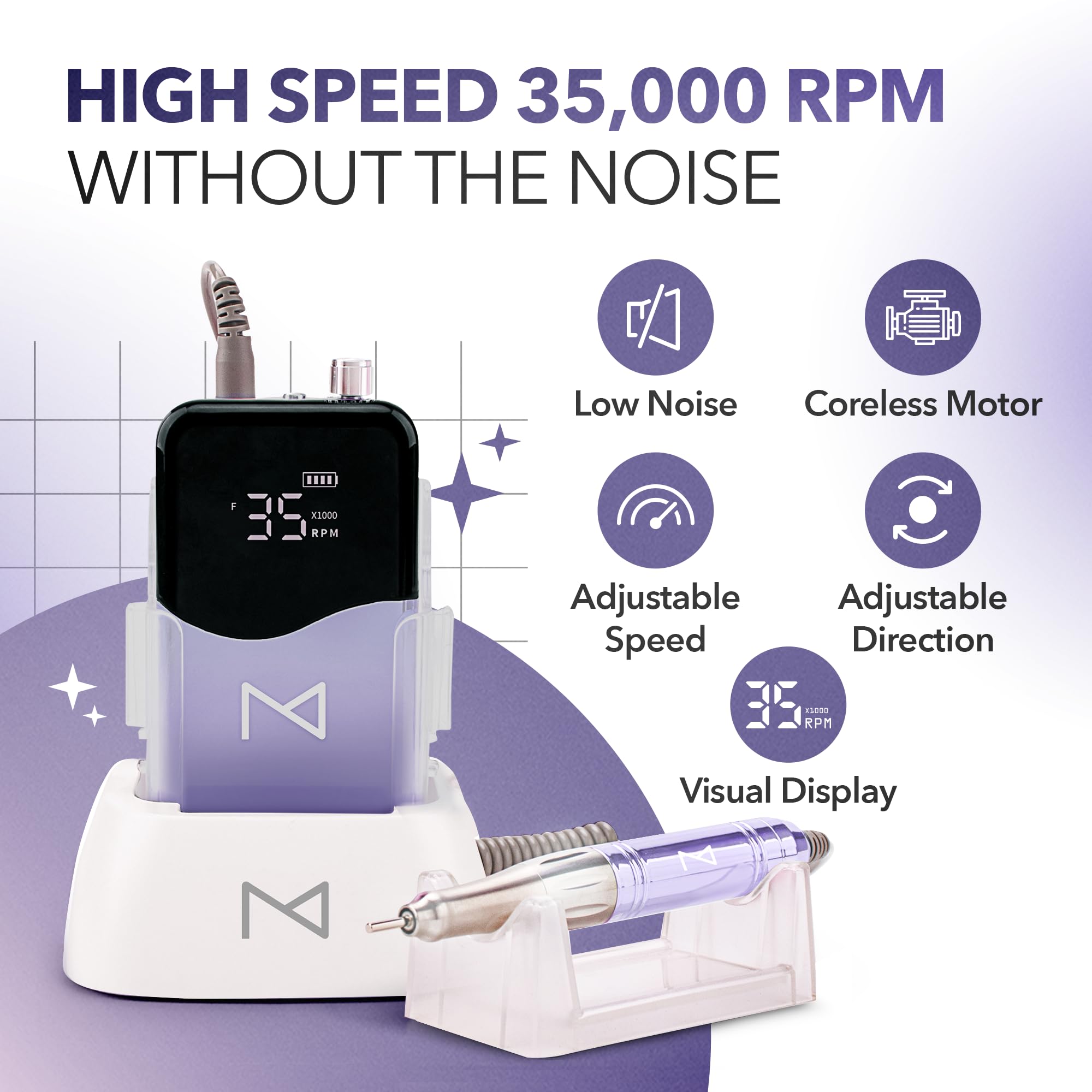 Amazon.com: M Mase- Professional Nail Drill Machine - Coreless 2
