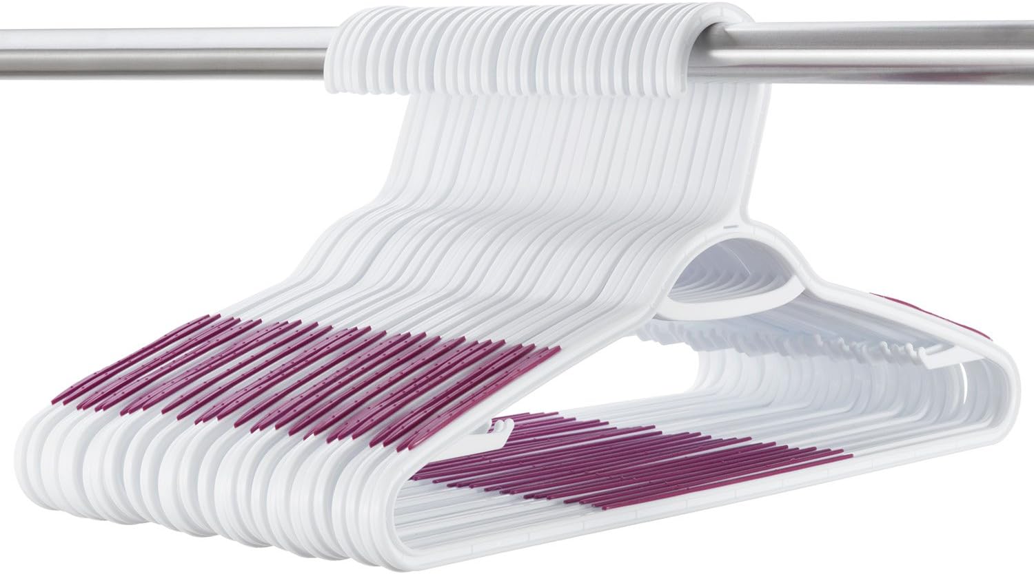 30 Pack Bendable Plastic Hangers Light-Weight Non-Slip Clothes/Suit Hangers (Purple)