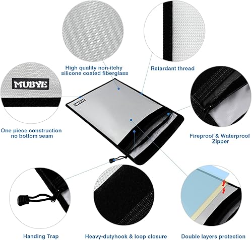 Miniatura 5 de Bolsa impermeable ignífuga para documentos de dinero, bolsas con cremallera de 15 x 11 pulgadas con tira reflectante, bolsa organizadora de