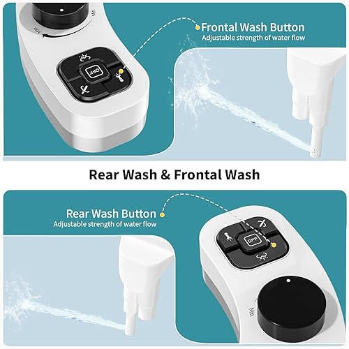 Miniatura 2 de PIKETS Accesorio de bidé para inodoro, boquilla doble (lavado frontal y trasero), accesorio de asiento de inodoro no eléctrico de agua dulce con