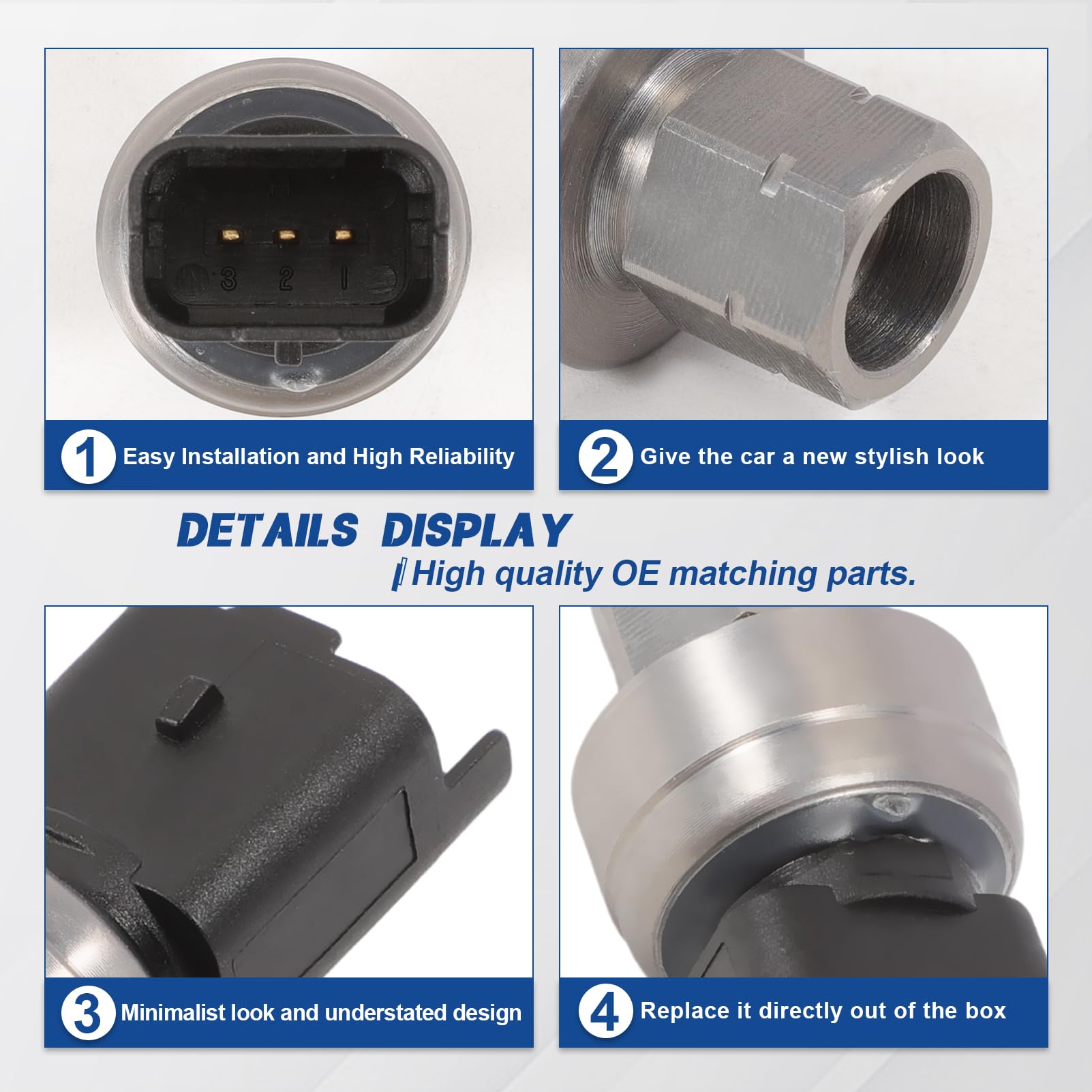 Presostat - Botón interruptor de aire acondicionado 3 pines compatible con BERLINGO c3 c4 c5 307 407 607 5008 PARTNER 6455 Z3 9878362280, 9647971280