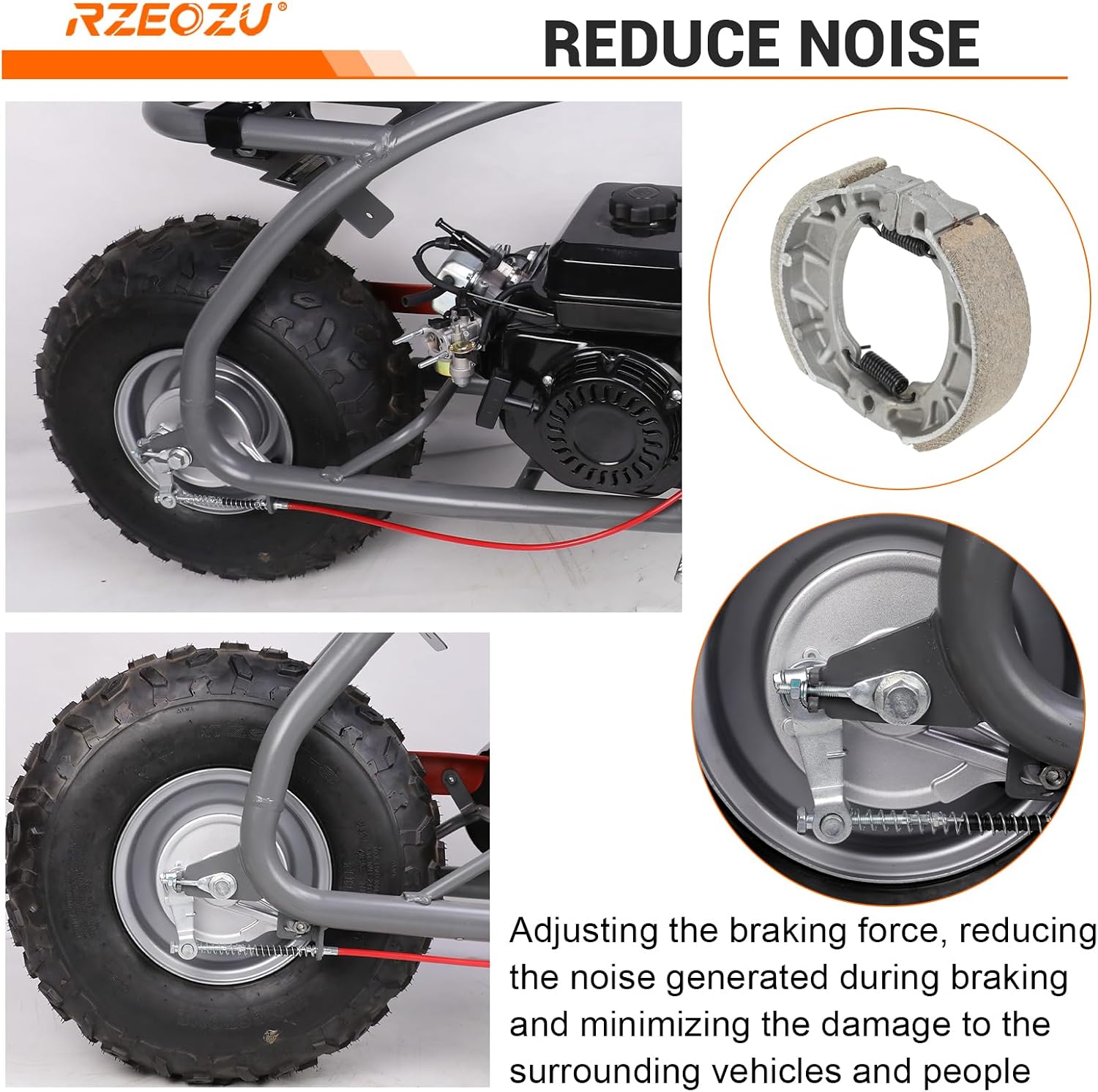 Mini Bike Drum Brakes Kit Compatible with Coleman CT200U BT200X Baja Warrior Heat Massimo MB165 MB200 Predator 212cc 196cc Engine Minibike Accessories Parts 7/8 Handle Lever 105mm Brake Shoes