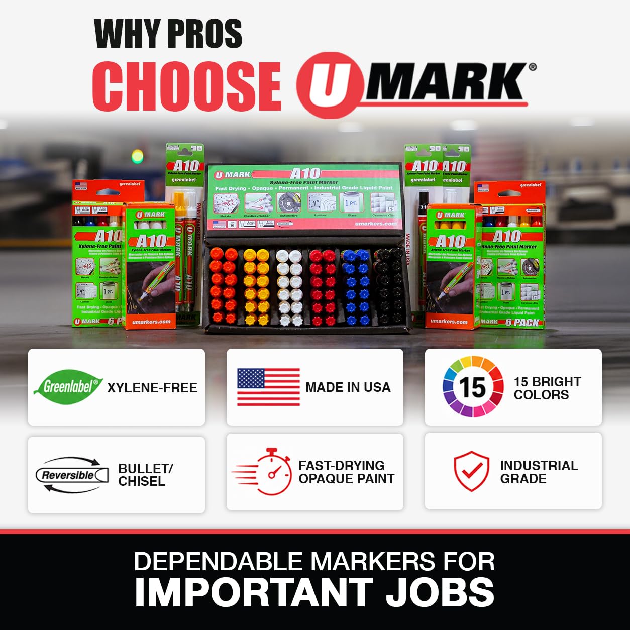 u-mark 10105 A10 Paint – Rotuladores de punta media (12 unidades), color blanco