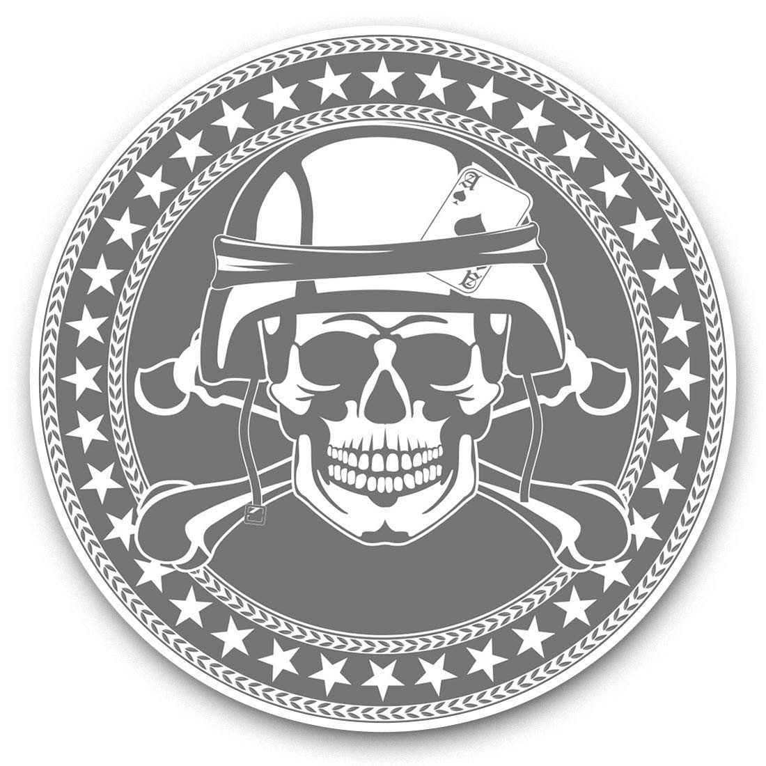 Destination Vinyl Ltd Bw Army Soldier Skull Military Forces 40198 2 X 7.5Cm Vinyl Stickers (Bw) - Army Soldier Skull Military Forces 40198