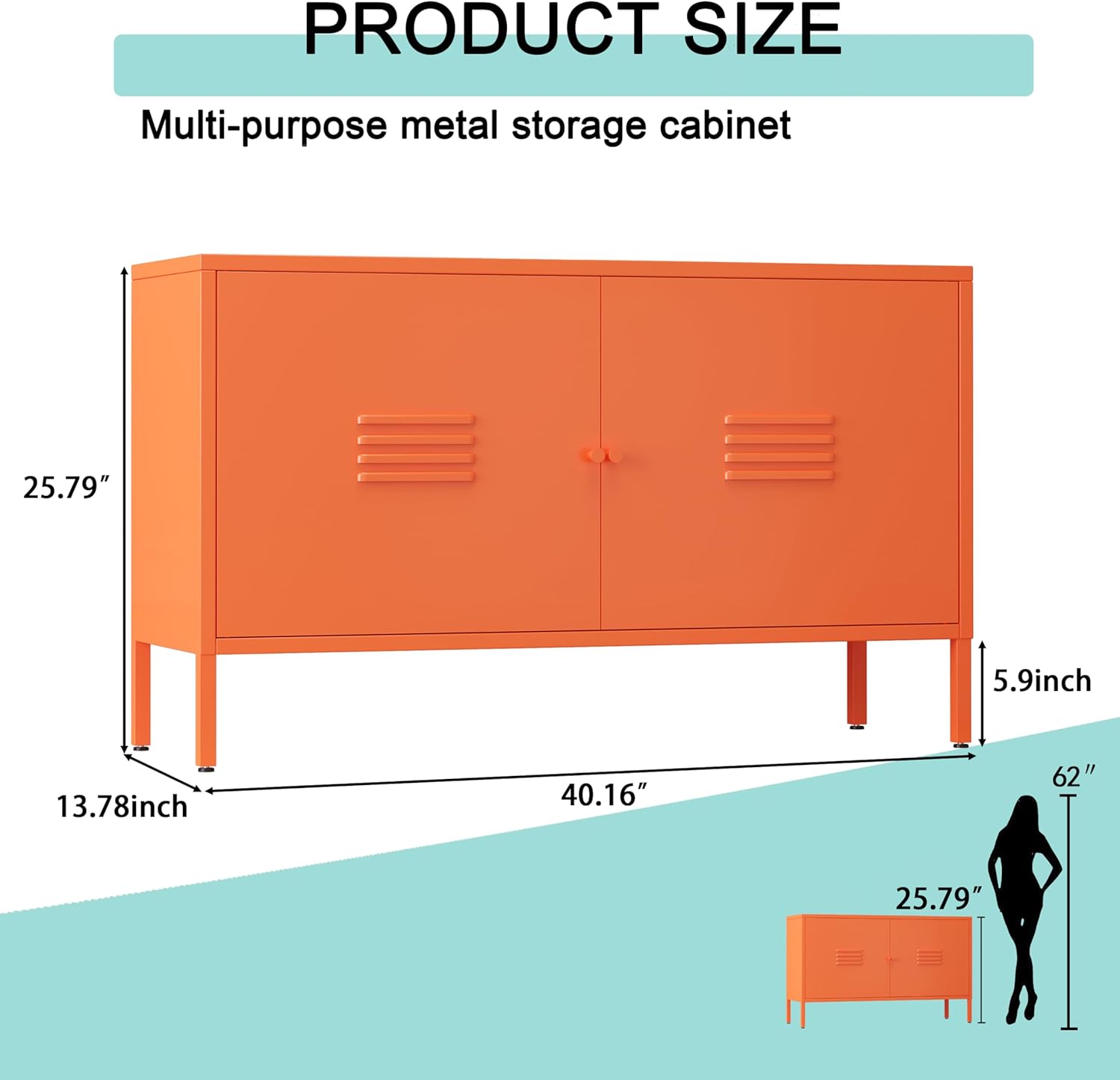 Metal Storage Cabinet,2 Door TV Stand, Accent Cabinet with Doors and Adjustable Shelf,Metal Locker,Sideboard Buffet Cabinet&Bookshelf&Credenza for Home,Office,Living Room