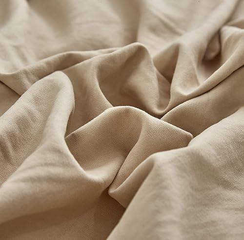Miniatura 5 de Houseri - Juego de edredón de color caqui, tamaño King, juego de ropa de cama de color café claro liso